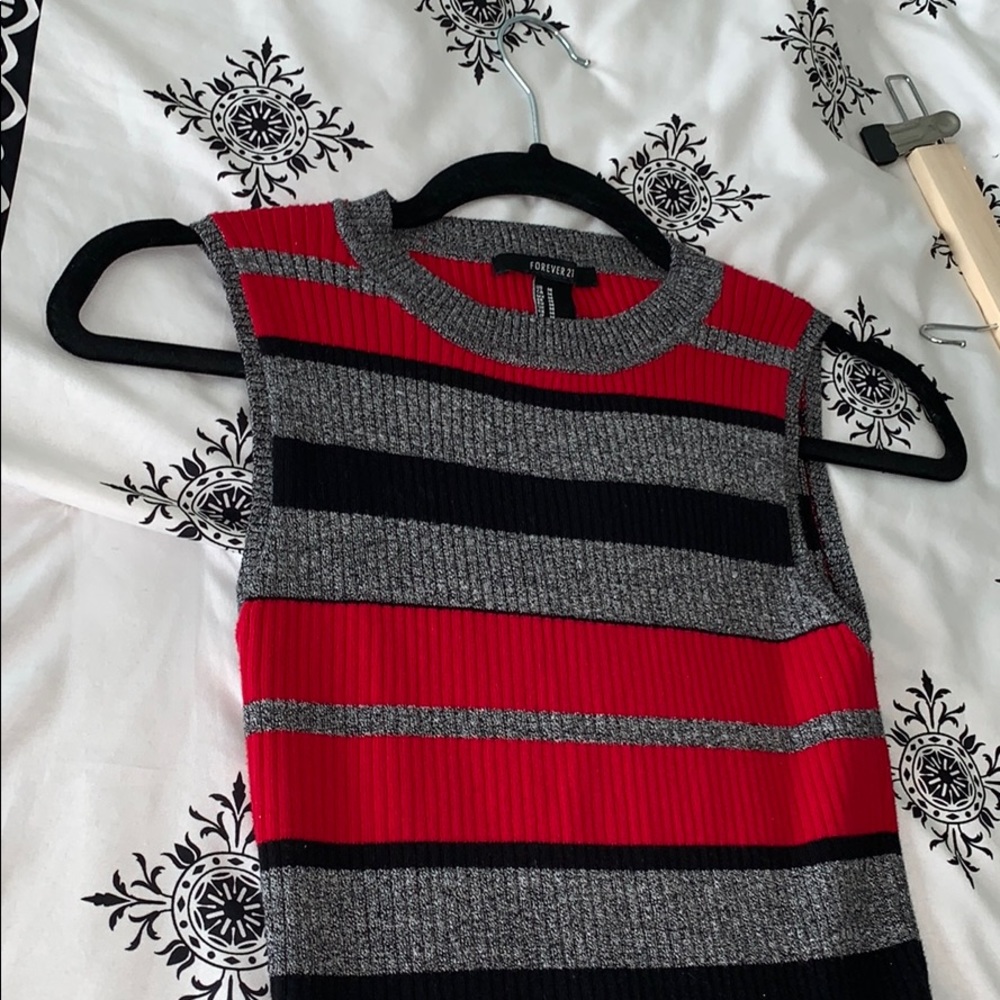 Striped Ribbed Mock Neck - Picture 2 of 3